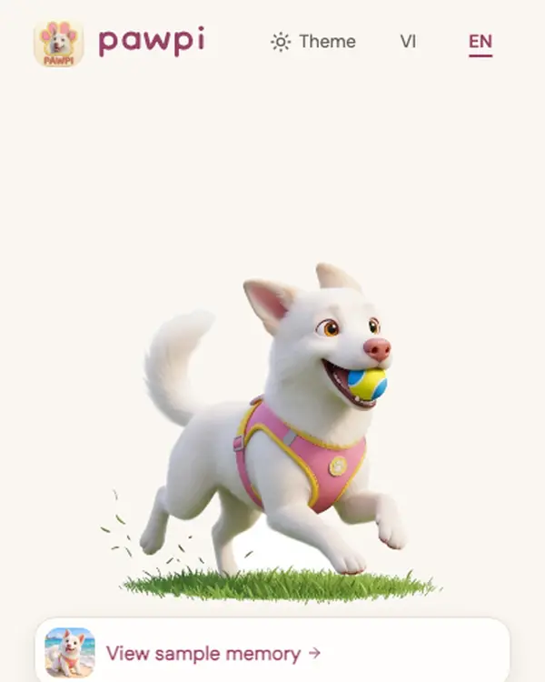 Pawpi welcome screen with the mascot