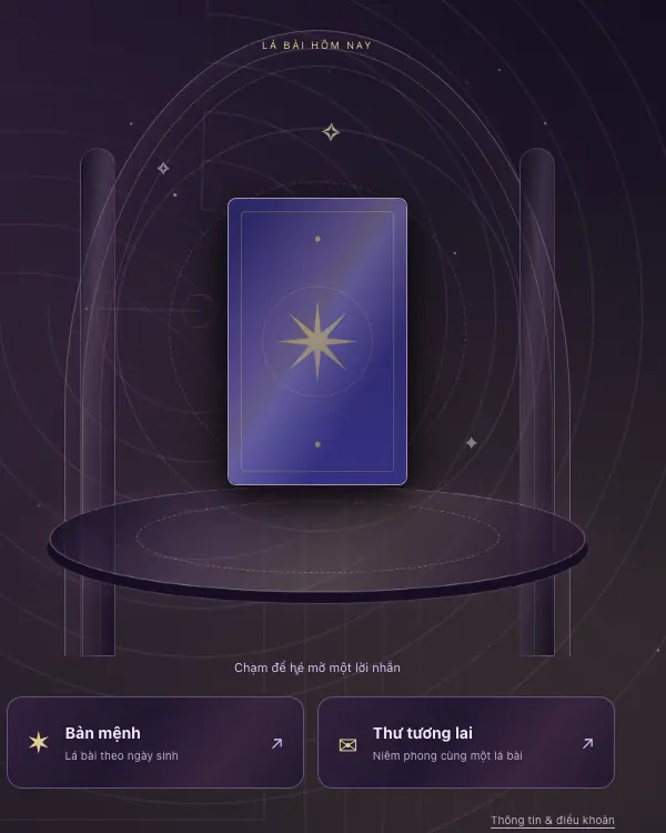 Phyra home page with a tarot card on an altar