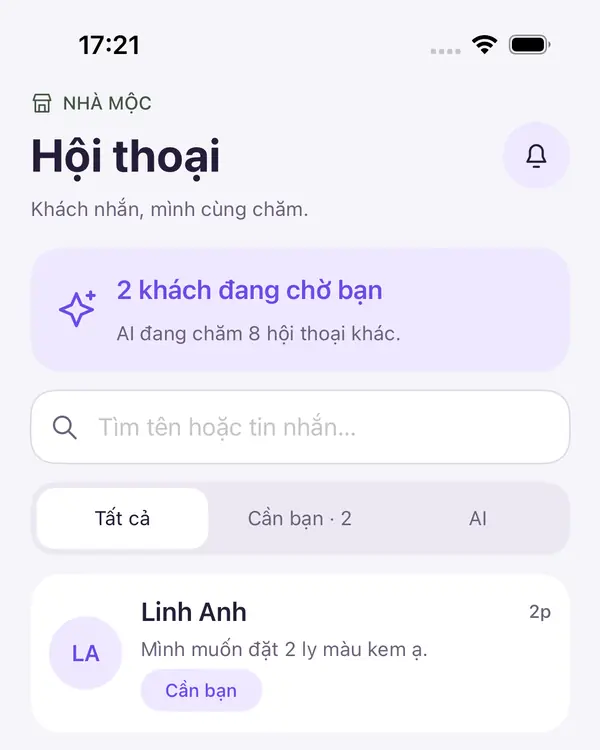 Zentic inbox with customer conversations